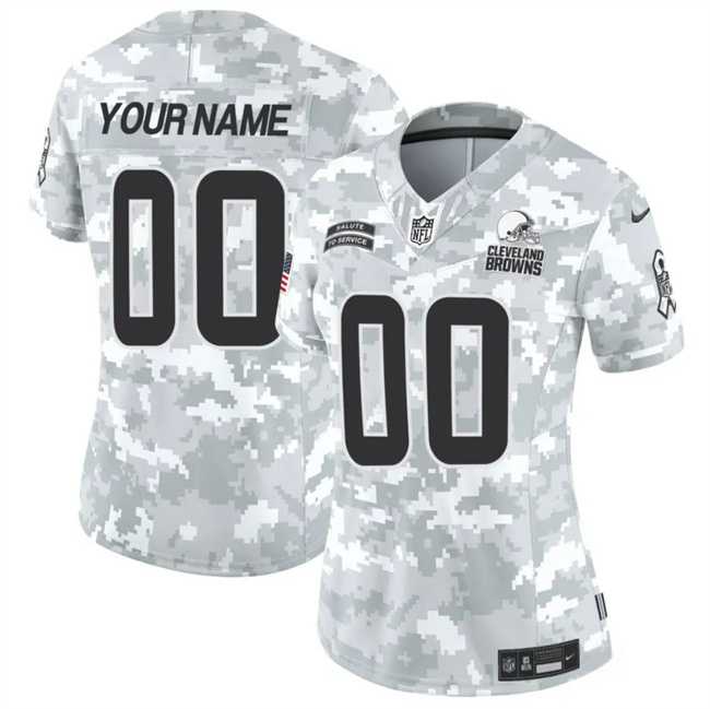 Women%27s Cleveland Browns Active Player Custom 2024 F.U.S.E Arctic Camo Salute To Service Limited Stitched Jersey(Run Small)